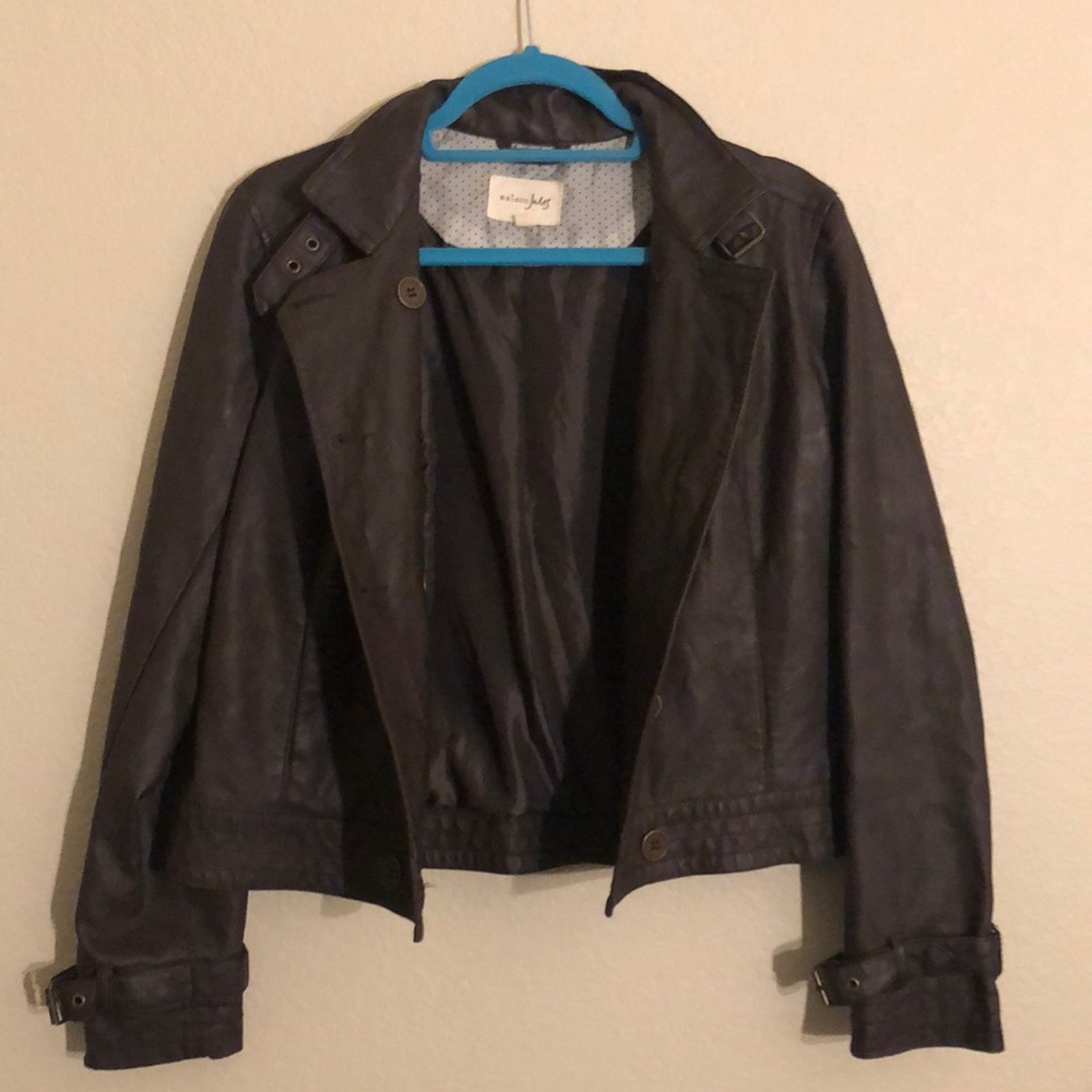Brown Maison Jules button up leather jacket
